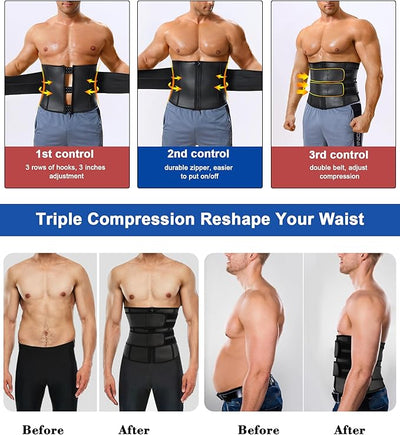 Waist Trainer Trimmer for Men Tummy Control Shapewear Neoprene Sweat Belt Slimming Body Shaper