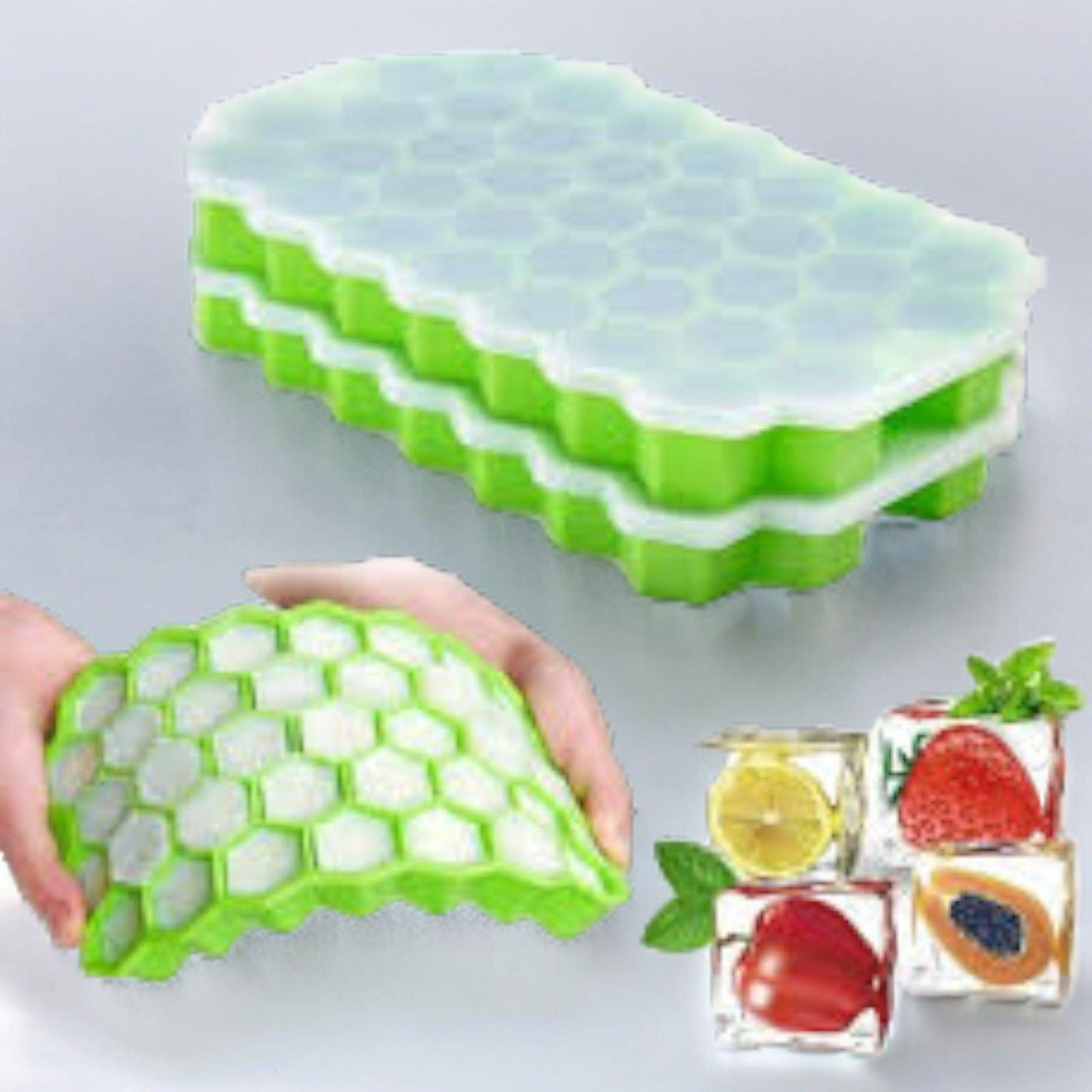 Silicone Ice Cube Tray with Lid - Honey Comb Push Pop Mini Ice Cube Molds